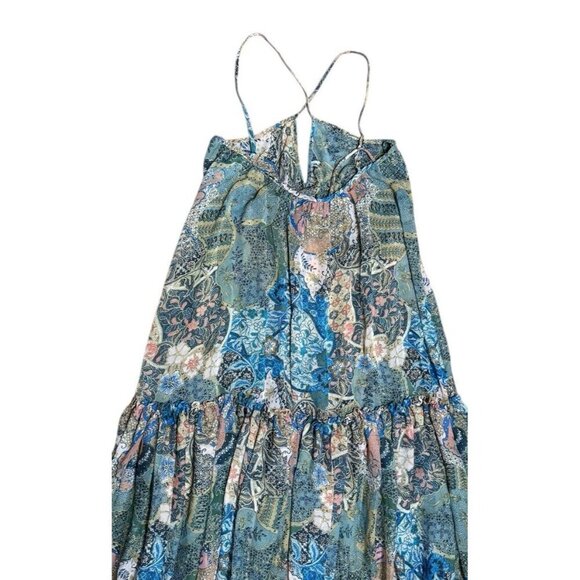 Misa Los Angeles Sz XS Dress Kali Maxi floral patchwork sleeveless chiffon Boho - Picture 9 of 10
